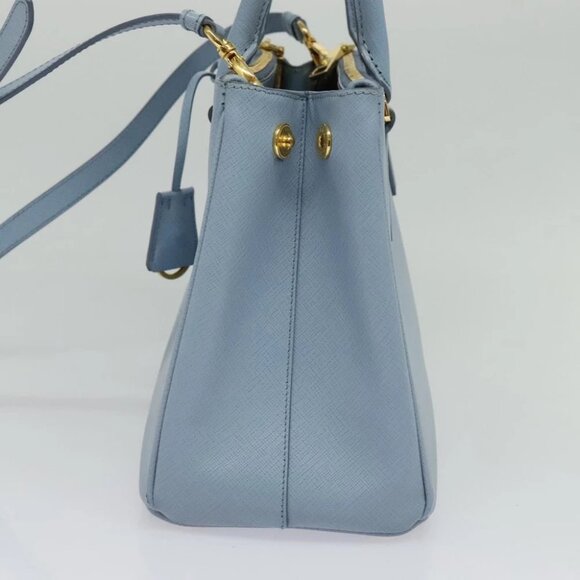 PRADA Galleria Hand Bag Safiano leather 2way Light Blue Gold - Picture 4 of 15